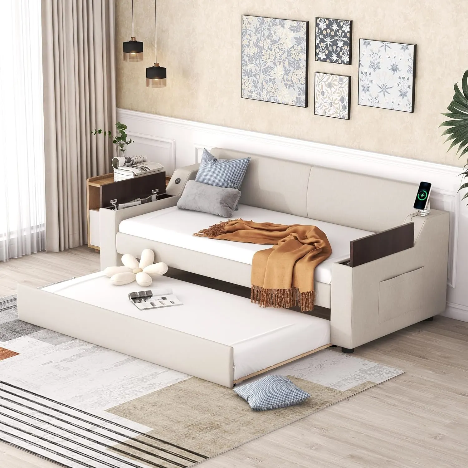 Ball & Cast Twin Size Daybed with Trundle,Multi-Functional Day